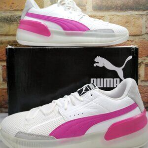 PUMA Clyde Hardwood Sneakers White Pink Basketball Shoes Men’s Size 9